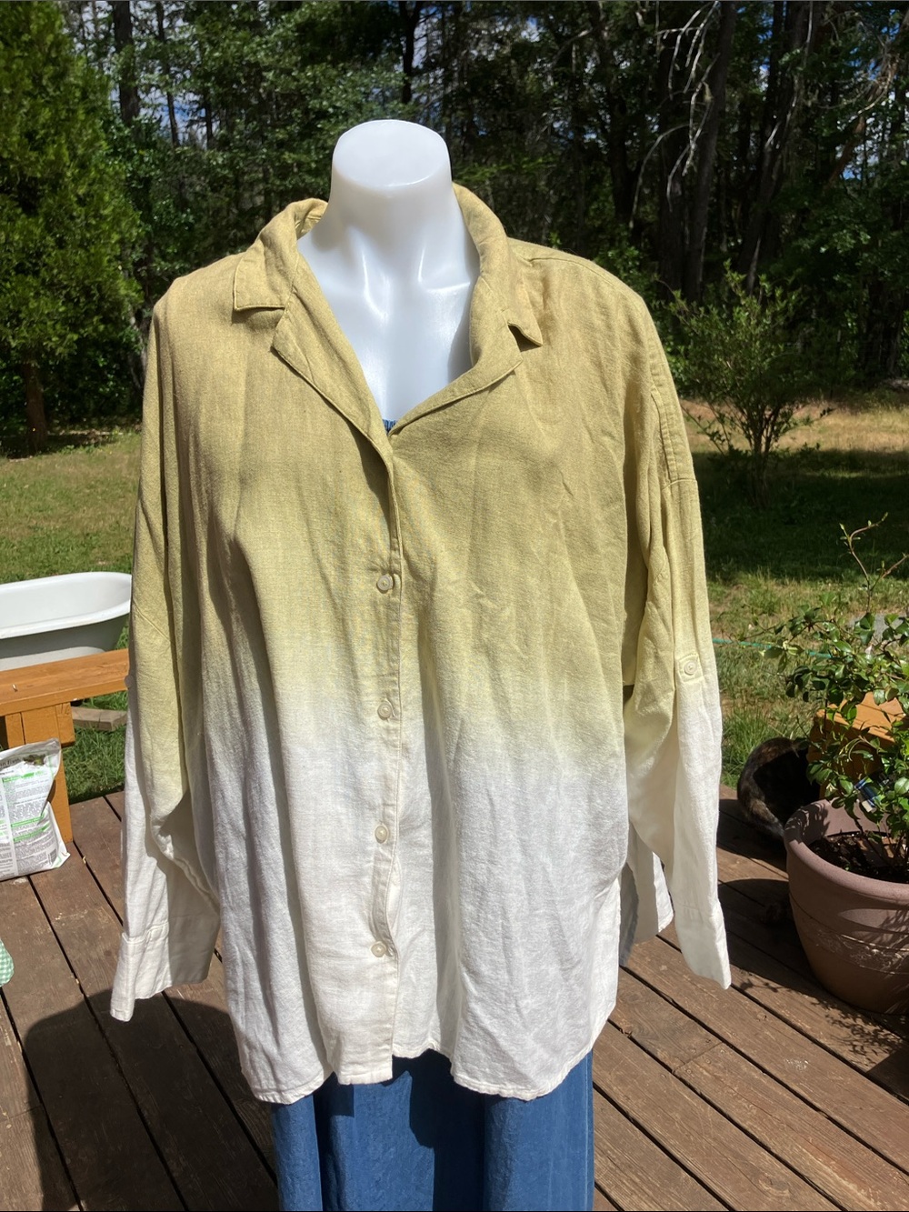 Jason Wu 3X linen flax dyed button front shirt NWT - Picture 2 of 8